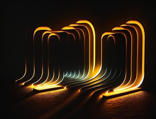 Abstract Glowing Neon LED Waves XII