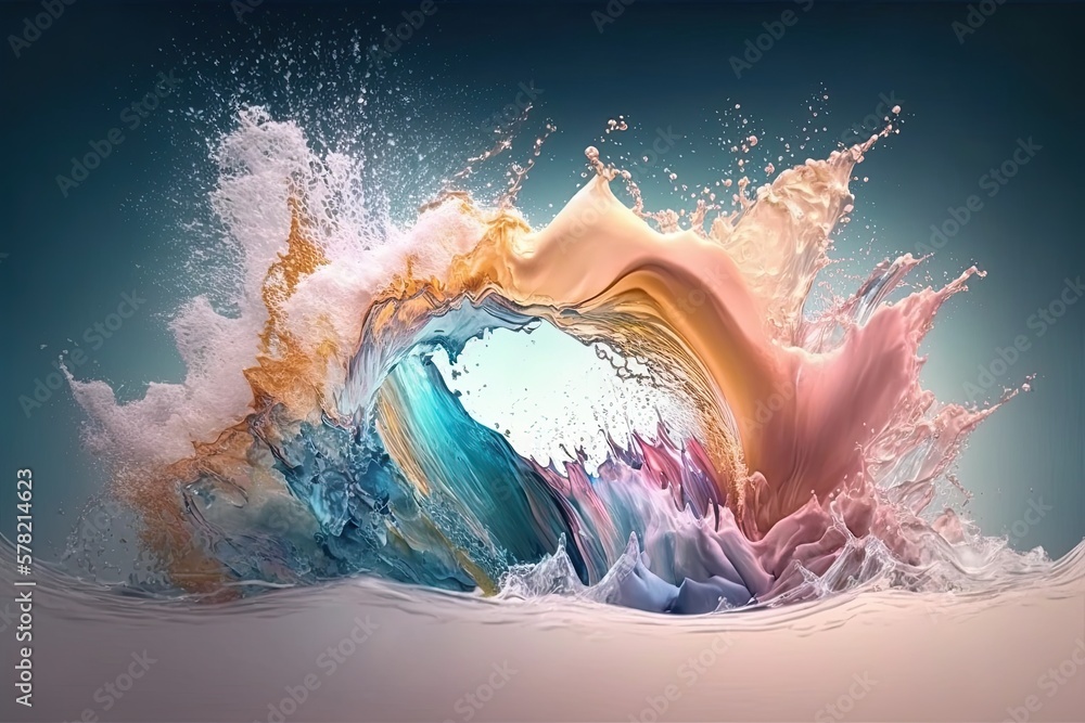 Poster abstract colorful water color splashes. creative concept. generative ai