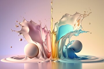Plakat Abstract colorful water color splashes. Creative concept. Generative AI