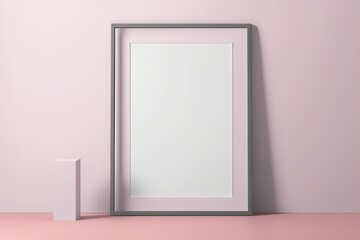 Grey Frame on Pink Wall Mockup with A4 White Poster. Photo generative AI