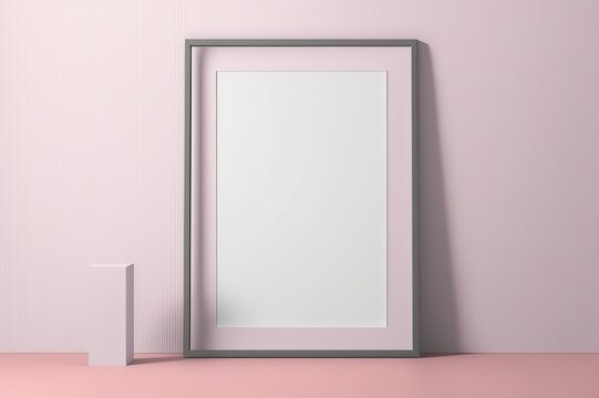 Grey Frame on Pink Wall Mockup with A4 White Poster. Photo generative AI