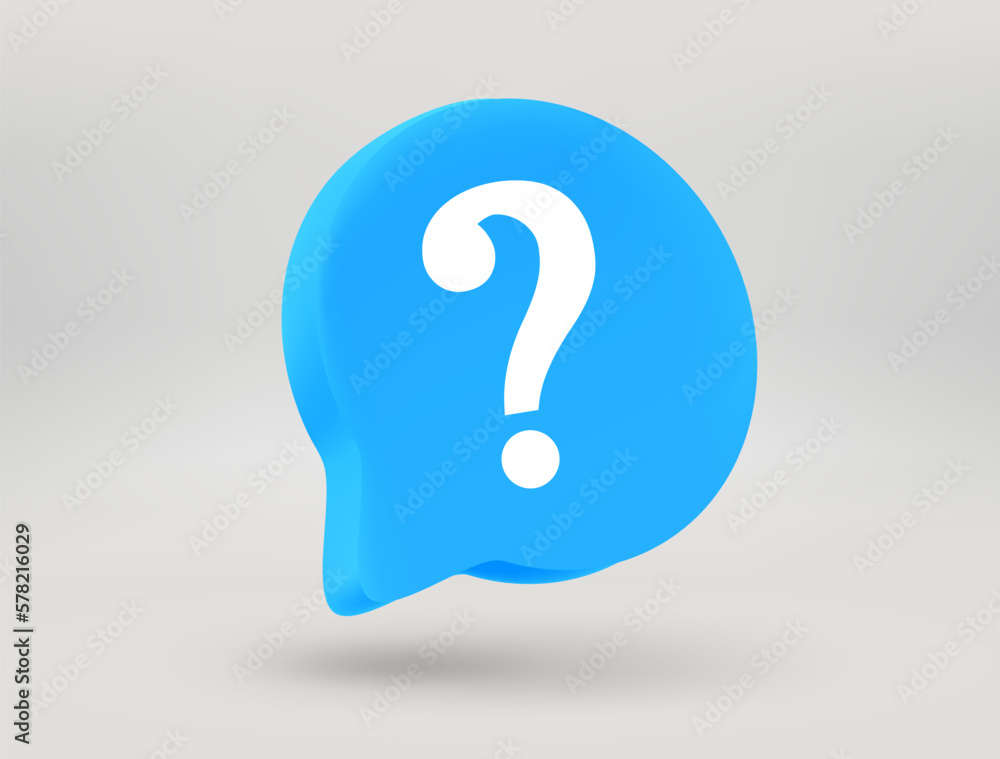 Poster speech bubble with question sign. 3d vector illustration