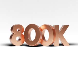 thank you 800k subscribers 3D transparent PNG