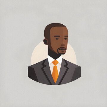 Black Businessman vector profile flat image, Generative AI