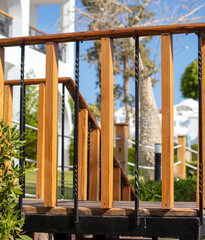 Fototapeta na wymiar Fence with wooden railing as a background.