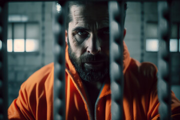 Prisoner behind bars in jail, generative ai