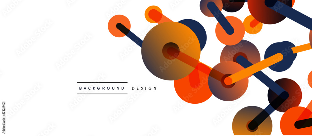Aufkleber line points connections geometric abstract background. circles connected by lines. trendy techno bus