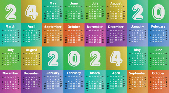 The seamless background with 2024 year calendar.
