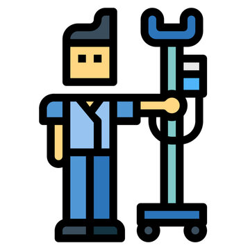 nurse holding iv drip stand clip art preview