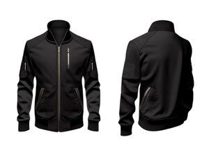 Cool jacket in black color with isolated transparent background, perfect for retouch design. Generative AI