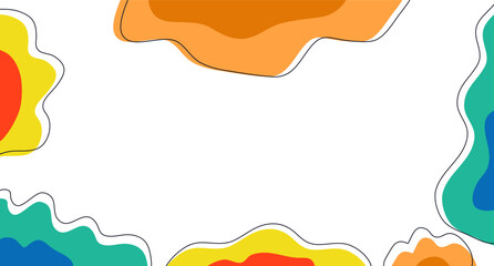 Background with abstract flat shapes and lines, cute, creative style, boho. Backdrop for banners, posters or flyers, businesses, billboards and websites, presentations and marketing. Vector