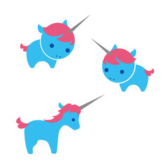 Cute unicorn illustration set - Vector