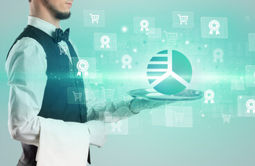 Waiter serving business idea concept