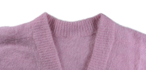 Pink mohair and alpaca wool from a cardigan on transparent background prepared as png file