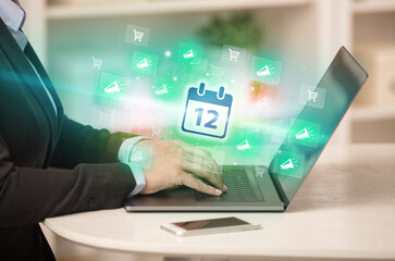 Businessman working on laptop with new business