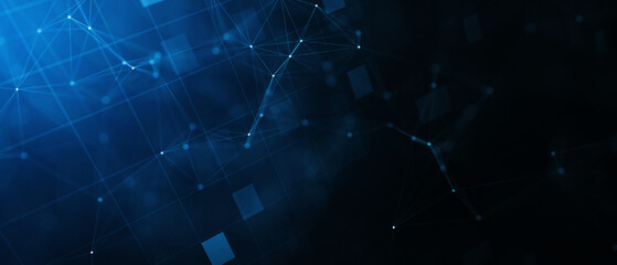 Abstract digital background with cybernetic particles. Illustration