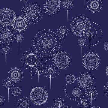 Japanese style traditional fireworks seamless pattern,