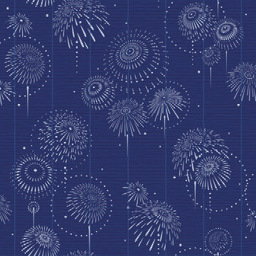 Japanese style traditional fireworks seamless pattern,