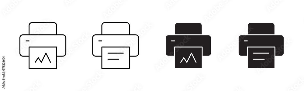 Poster print icon set. printer icon vector