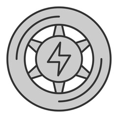 Electric scooter rear wheel - icon, illustration on white background, grey style