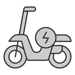 Electric moped and energy sign - icon, illustration on white background, grey style