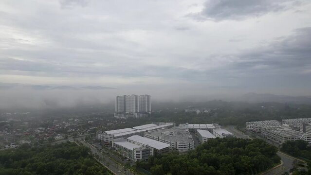 Aerial view of Bandar Puteri Bangi during sunrise..