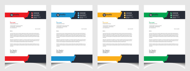 Corporate business colourful letterhead template with a4 size stationary item modern letterhead.