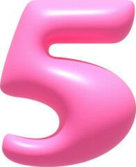 Number  illustration 5. Typography decorate design display font.3D gummy jelly.