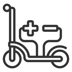 Electric scooter and wires with plus and minus - icon, illustration on white background, outline style