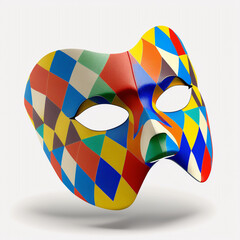 Harlequin carnival mask isolated on white background, AI generated