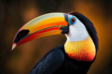 Fototapeta premium Toucan close up portrait, AI generated