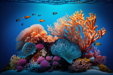 Ccolorful underwater world with coral reefs, AI generated