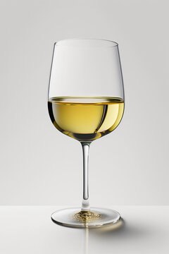 Verre de vin blanc, isolé sur un fon blanc, façon studio photo, publicité, ia générative (3)