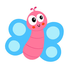 Cute smiling butterfly icon.