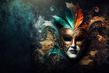Venetian mask, concept background of carnival in Venice city, Italy, AI generated