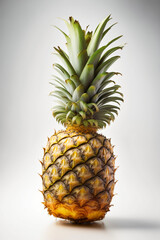 Fototapeta premium ananas sur fond blanc, façon studio photo culinaire, publicité de fruit, ia générative