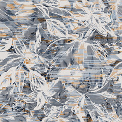 Floral brush repeat strokes seamless pattern background for fashion prints, wrappers, wallpapers, graphics, backgrounds and crafts decorative climbing flowers. tropical plants Sketchy print flowers