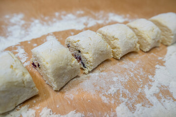 Raw cottage cheese pancakes with raisins