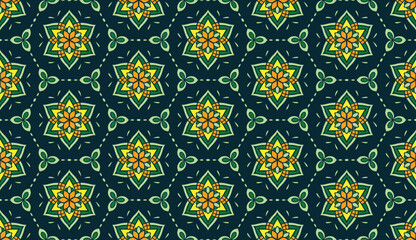 Geometric ethnic pattern seamless flower color oriental.
seamless pattern.Design for fabric,curtain,black background, carpet, shawl,clothing,wrapping, Batik,fabric,handkerchief,Vector illustration.
