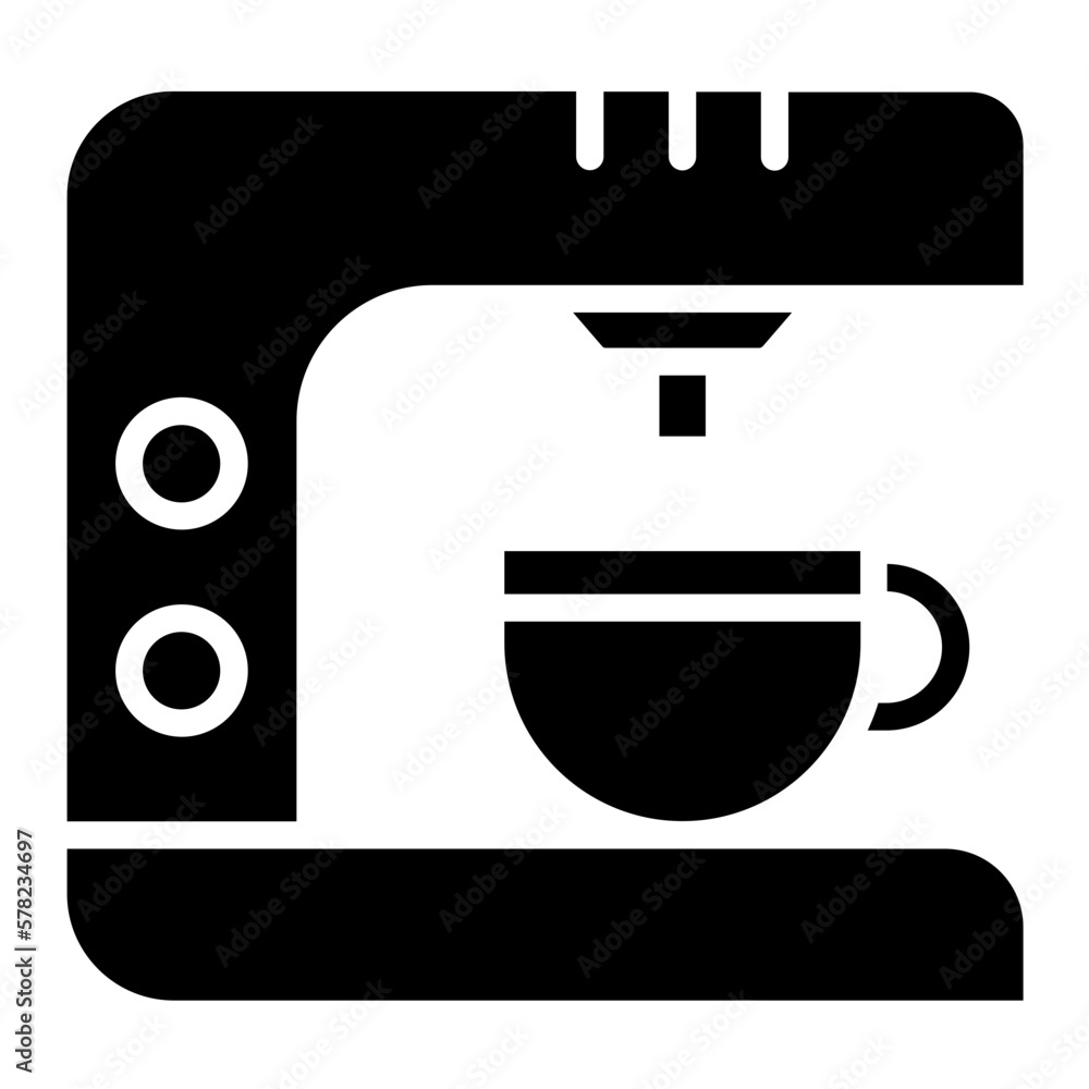 Sticker coffee maker icon style