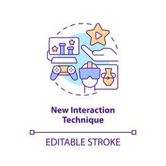 New interaction technique concept icon. Metaverse importance for business abstract idea thin line illustration. Isolated outline drawing. Editable stroke. Arial, Myriad Pro-Bold fonts used
