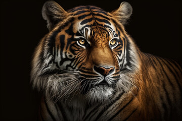 Fototapeta premium Tiger closep face portrait, AI generated