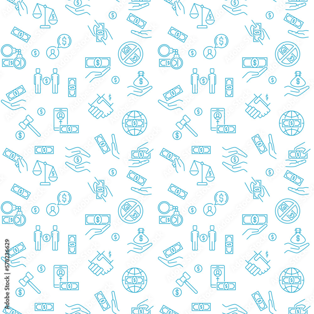 Poster bribery and corruption vector seamless background - bribery line pattern