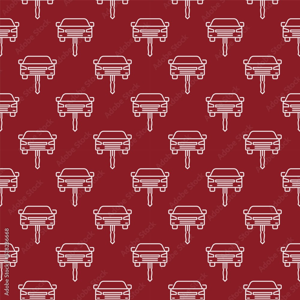Poster car as a key vector concept red linear seamless pattern