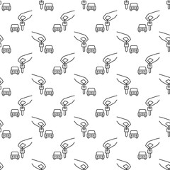 Car Hire vector Key in Hand concept linear seamless pattern