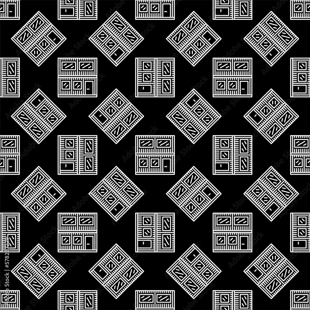 Poster containers home vector concept linear dark seamless pattern
