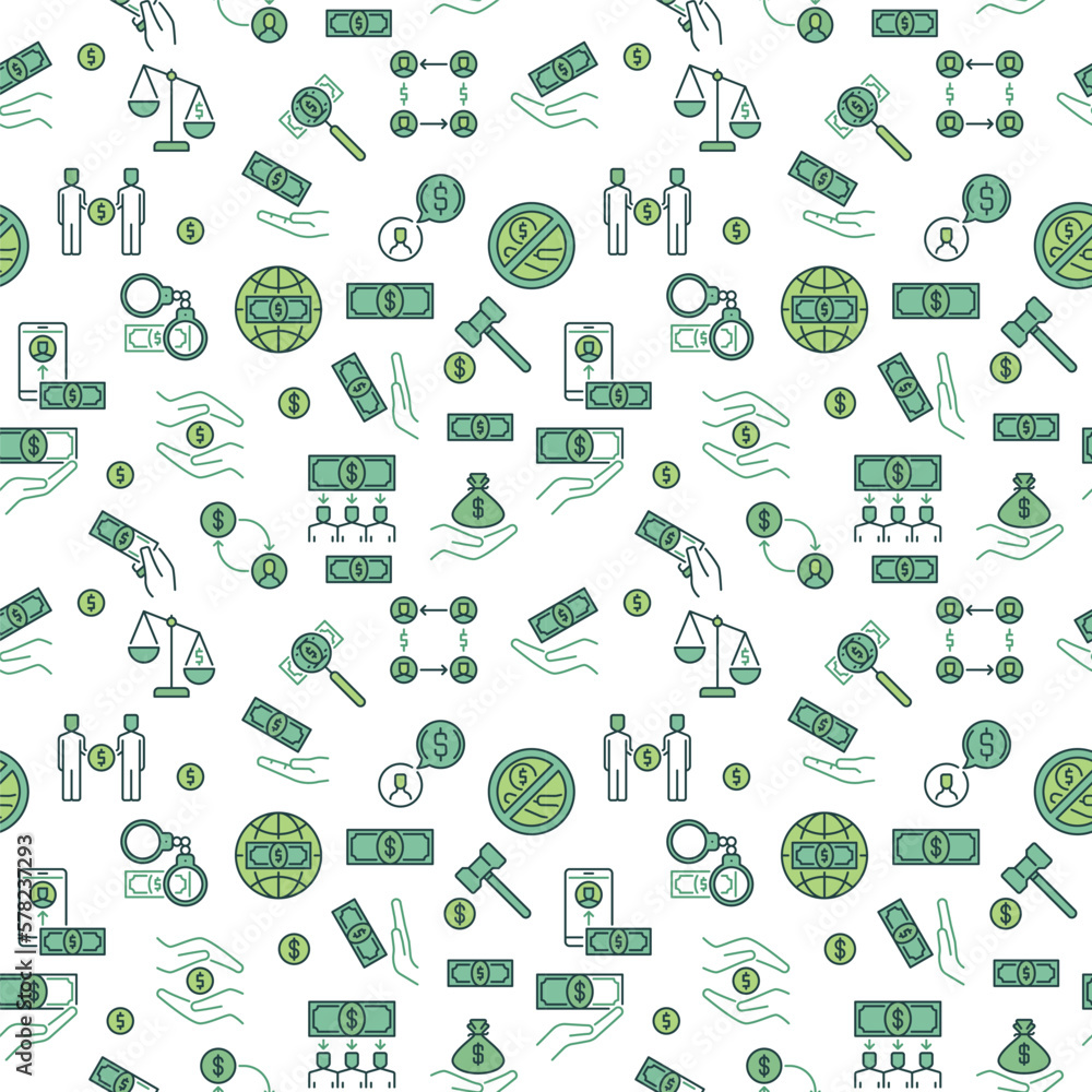 Poster corruption and bribery creative vector seamless pattern