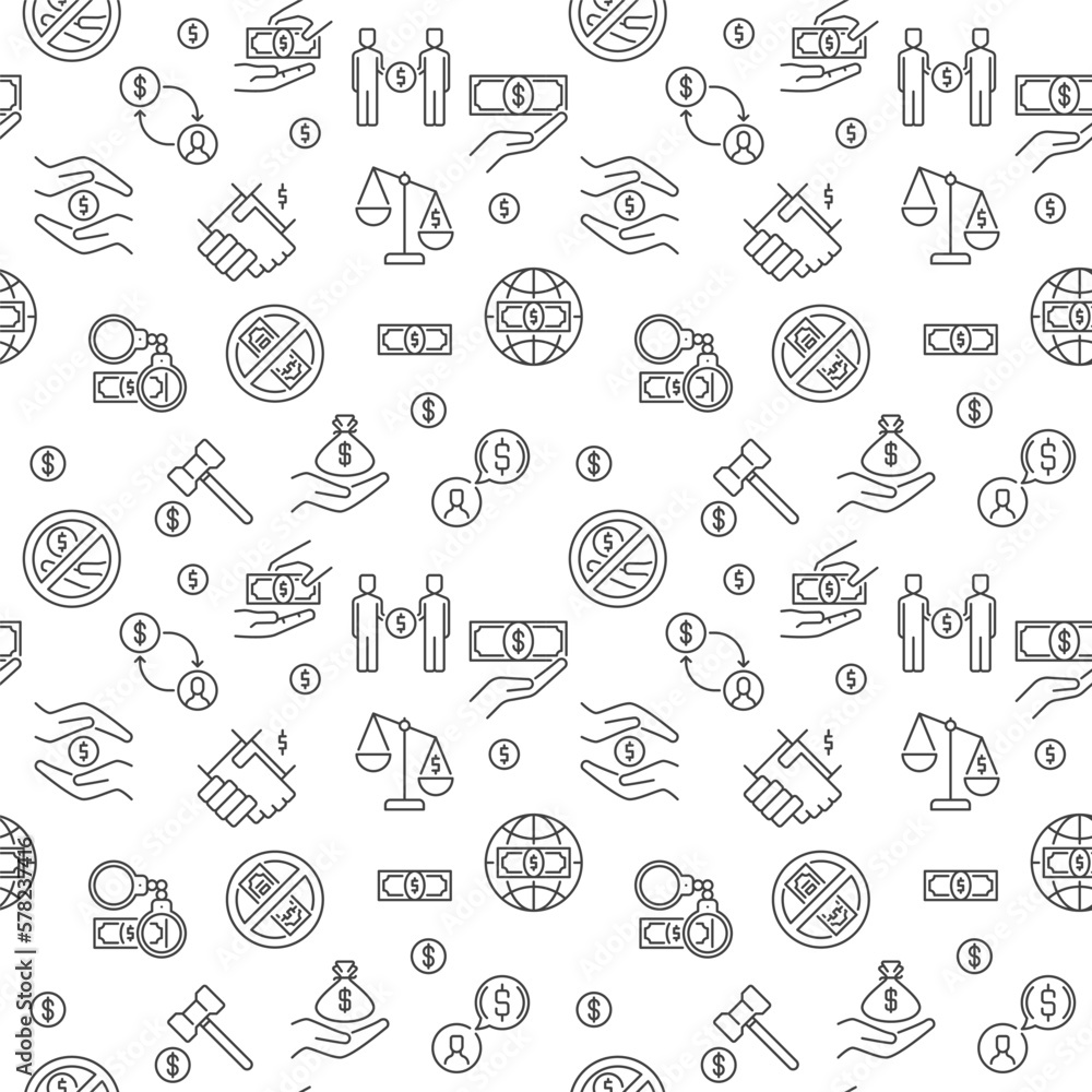 Aufkleber corruption concept outline vector minimal seamless pattern