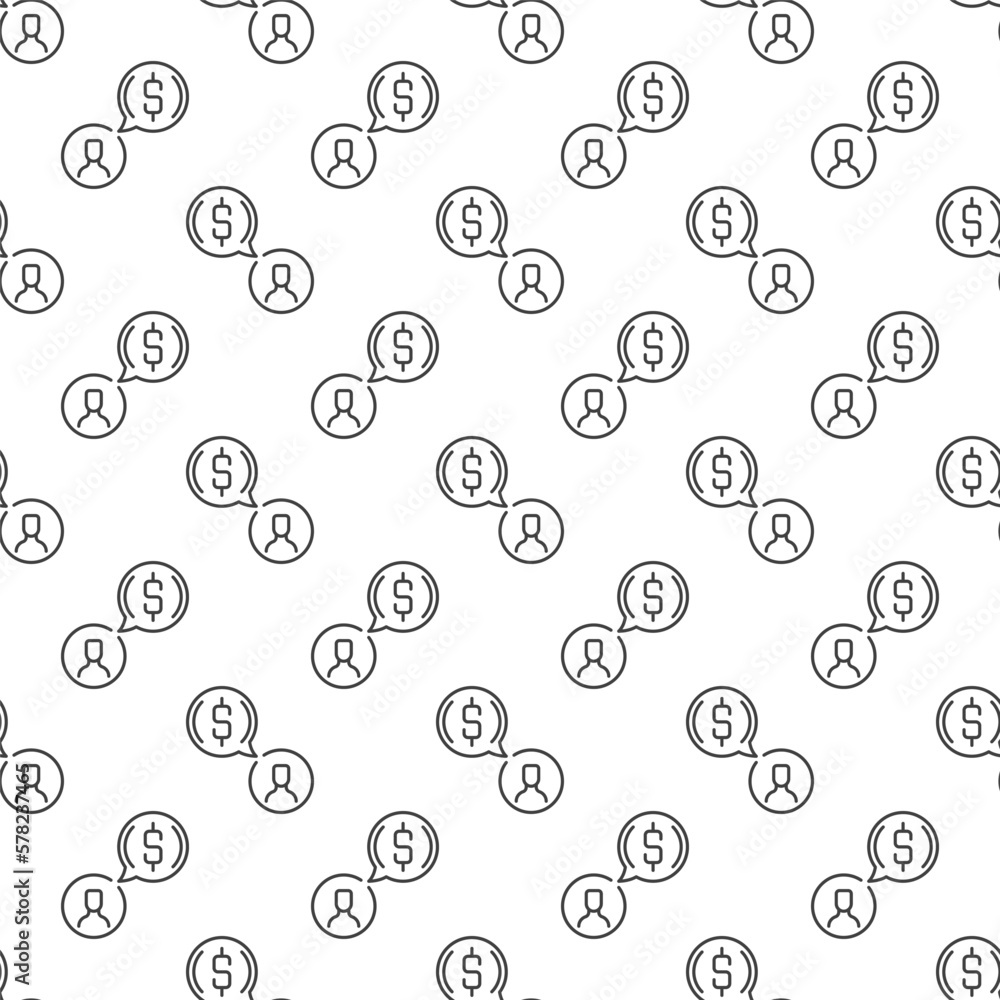 Poster dollar speech bubble with man vector outline seamless pattern