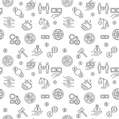 Corruption concept outline vector minimal seamless pattern